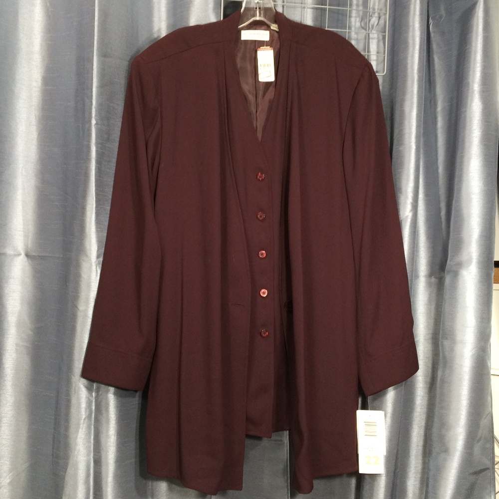 NEW Burgundy Tunic Length Jacket Top Combination